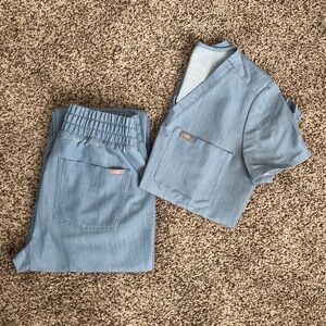Figs Heather Denim Scrub Set